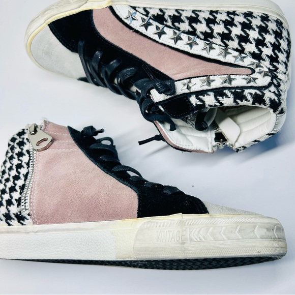 Vintage Havana Suede Gingham Multi Distressed Star Hightop Sneakers - Picture 7 of 7